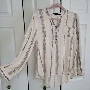 Blu Pepper Cream and Black Striped Blouse